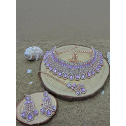 VATSALYA creation Alloy Gold- plated Purple Jewellery Set-picture-23