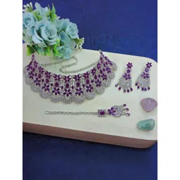 VATSALYA creation Alloy Gold- plated Purple Jewellery Set-picture-26