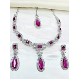 VATSALYA creation Alloy Gold- plated Purple Jewellery Set-picture-32