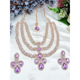 VATSALYA creation Alloy Gold- plated Purple Jewellery Set-picture-18