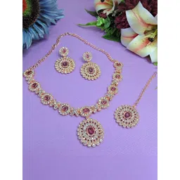VATSALYA creation Alloy Gold- plated Purple Jewellery Set-picture-26