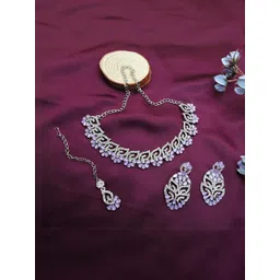 VATSALYA creation Alloy Gold- plated Purple Jewellery Set-picture-17
