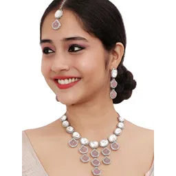 VATSALYA creation Alloy Gold- plated Purple Jewellery Set-picture-21