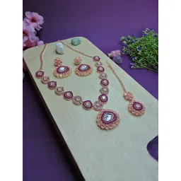VATSALYA creation Alloy Gold- plated Purple Jewellery Set-picture-25