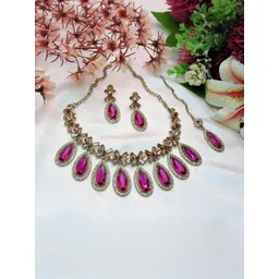 VATSALYA creation Alloy Gold- plated Purple Jewellery Set-picture-19