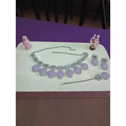 VATSALYA creation Alloy Gold- plated Purple Jewellery Set-picture-34