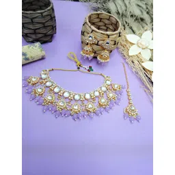 VATSALYA creation Alloy Gold- plated Purple Jewellery Set-picture-15