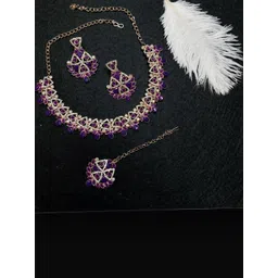 VATSALYA creation Alloy Gold- plated Purple Jewellery Set-picture-37