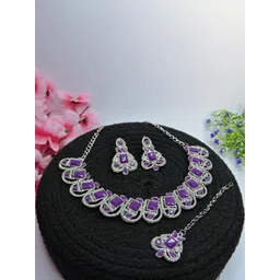 VATSALYA creation Alloy Gold- plated Purple Jewellery Set-picture-36
