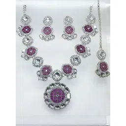 VATSALYA creation Alloy Gold- plated Purple Jewellery Set-picture-14