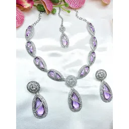 VATSALYA creation Alloy Gold- plated Purple Jewellery Set image 1