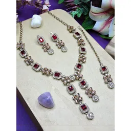 VATSALYA creation Gold-Plated Artificial Stone Studded Jewellery Set-picture-19