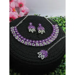 VATSALYA creation Rhodium-Plated Artificial Stones Alloy Jewellery Set-picture-31