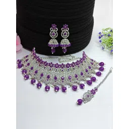 VATSALYA creation Rhodium-Plated Artificial Stones Alloy Jewellery Set-picture-19