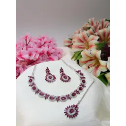 VATSALYA creation Rhodium-Plated Artificial Stones Alloy Jewellery Set-picture-38