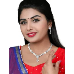 VATSALYA creation Women Silver-Plated Ethnic Crystals Jewellery Set-picture-39