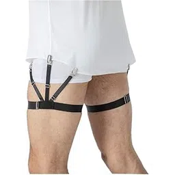 VAUGHN Men's Sh irt Stays Suspenders | Adjustable Shirt Garter for Tucked S hirt Look | Non-Slip Locking Clamps, Elastic Leg Belt Thigh Suspender for Uniform, Police, Military, Formal Wear-picture-48