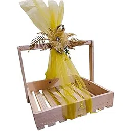 Vayu Art & Crafts Pinewood Gift Hamper Basket (Wood Base) for Gift Packaging Size 25x25x5.7 CM (1)-picture-29