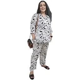 vayu arts Elegant Women's Coord -Set with Collar Neck & Pant Pocket – Chic & Comfortable 2-Piece Outfit | Color black and white cord-set-picture-11