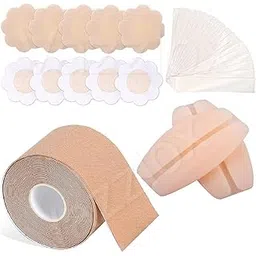 vazzlox Boobtape for Women with 10 Nipple Pasties, 36 Fashion Tape & 1 Pair Bra Strap Cushions Push Up & Lifting Boob Tape Body Tape for Women Bra Tape for Women Breast Tape Breast Lift Nipple Tape-picture-34
