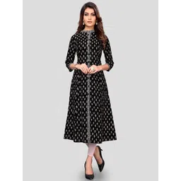 KALINI Women Black Geometric Printed Thread Work Anarkali Kurta-image-34