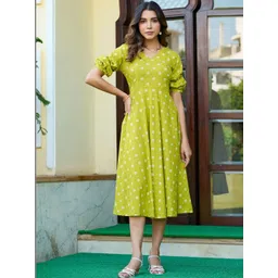 Vbuyz Floral Print Puff Sleeve A-Line Midi Dress-picture-33