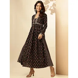 vbuyz KALINI Women Ethnic Motifs Printed Cotton Fit & Flare Ethnic Dress-picture-31