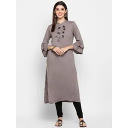 vbuyz KALINI Women Grey Embroidered Flared Sleeves Kurta-picture-24