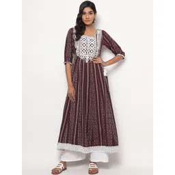 vbuyz KALINI Women Striped Printed Round Neck Anarkali Kurta-picture-32