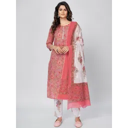 Vbuyz Women Pink Floral Printed Kurta with Trousers & Dupatta-picture-40