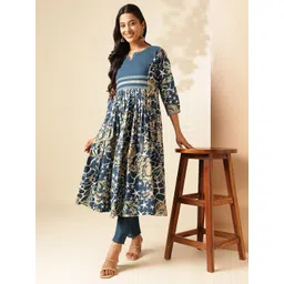 Vbuyz Women Printed Regular Pure Cotton Kurta with Palazzos-picture-12