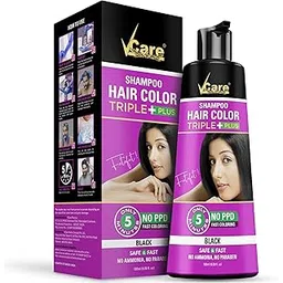 VCare Shampoo Hair Colour - 180 Ml Black for Men & Women | Only 5 Minute Hair Coloring Kit | Pump Pack | Enriched with growth factors & antioxidants, Ammonia free, Sulphate free-picture-37