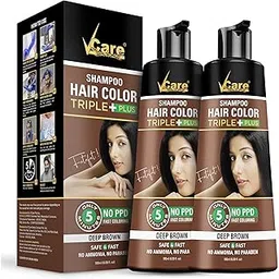 VCare Shampoo Hair Colour Shampoo - 180ml Brown for Men & Women | Only 5 Minute Hair Coloring Kit No Ammonia, Parabrn, Sulphate Pack of 2-picture-16