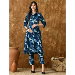 VCJ Floral Printed Pure Cotton Top With Trousers Co-Ords-picture-15