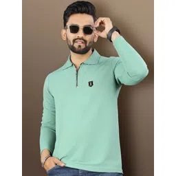 vebnor Men Solid Polo Neck Polyester Green T-Shirt-picture-22