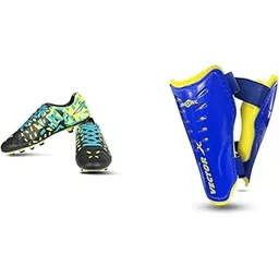 Vector X Acura Football Shoes for Walking | Running | Racing | Sports | Practice and Training | Lac, Football Shinguard with Adjustable Velcro for Boys Kids (Blue/Yellow, Small/Medium) | for-image-34