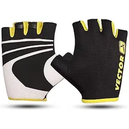 Vector X VX-450 Unisex Workout Fingerless Weight Lifting Gloves for Men and Women Excellent Grip for Weightlifting, Cycling, Exercise, Training, Pull ups, Fitness, Climbing and Rowing (Black/Yellow)-picture-25