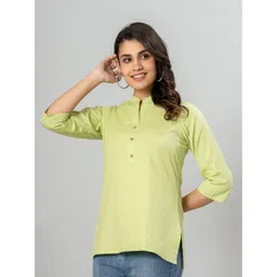 VEDANA Mandarin Collar Cotton Shirt Style Top-picture-22
