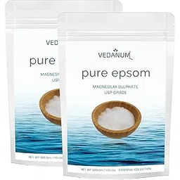 Vedanum Organic Epsom Bath Salt, USP Grade Magnesium Sulphate for Bathing, Foot Soak, Acne, Massage, Muscle Relief, Flowers, Garden, (1000 Gram)-picture-31