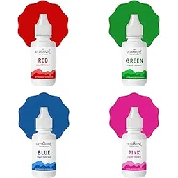 VEDANUM DIY Premium Liquid Colors for Soap Making, Bath Bombs, Bath Salts, Cosmetics, Skin Friendly Pigments, Pack of 4 (15 ml Each) Red, Green, Blue, Pink-picture-19