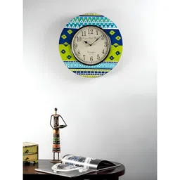 vedas Blue & White C-Zubin Printed Wood  Wall Clock-picture-13
