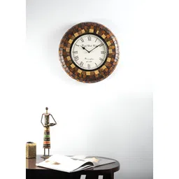 vedas Brown Wooden Round Analogue Wall Clock-picture-54