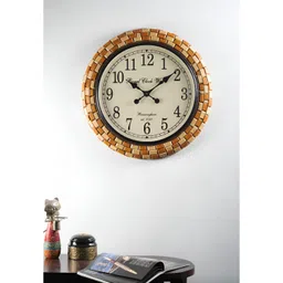 vedas Brown Wooden Round Analogue Wall Clock-picture-52