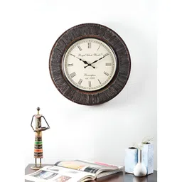 vedas C-Ovi Heritage Black Textured Wooden & Metal Wall Clock With Dial-picture-38