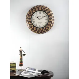 vedas C-Tisya Heritage Black & Beige Colourblocked Wooden Wall Clock With Dial-picture-22