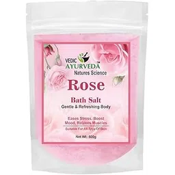 VEDICAYURVEDA Bath Salt 500g | Rose & Activating Blend | Aromatherapy Salt for Stress Relief, Muscle Pain, Detox & Skin Brightening | Clears Negative Energy | Foot Soak & Full Body Spa for Men & Women-picture-48