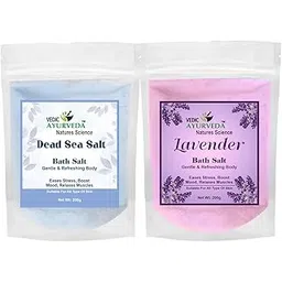 vedicayurveda Dead Sea Salt and Lavender Bath Salt Combo Pack for Muscles Aches Pain Relaxation and Detox, 200g Each, 2 Pack-picture-40
