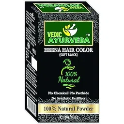 VEDICAYURVEDA Natural Henna hair color Soft Black100g for Men and Women (100% Natural Black Hair color)-picture-18