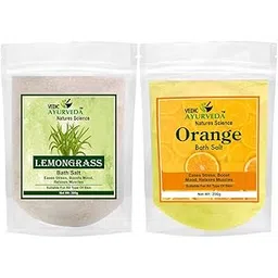vedicayurveda Vedic Ayurveda Lemongrass & Orange Bath Salt Combo | 2 x 200g | Herbal Spa Salt for Stress Relief, Mood Uplift & Skin Rejuvenation | For Men & Women-picture-28