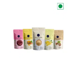 VEDICINE Set Of 5 Rose Petal Wild Turmeric Mutani Mitti Lemon Sandalwood  Mask-75g Each image 1